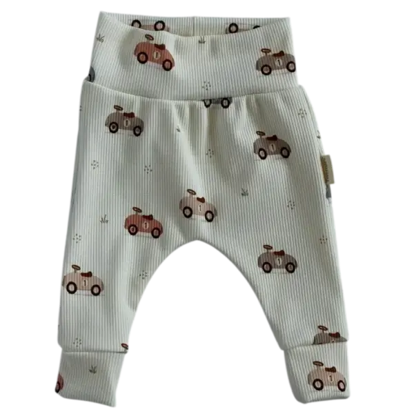 Babybroekje van ribstof met autootjes