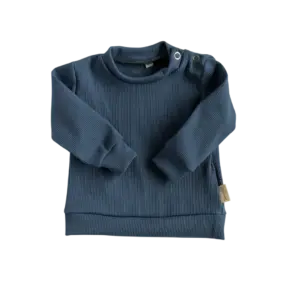 Blauw rib babyshirt met lange mouw van Twensies