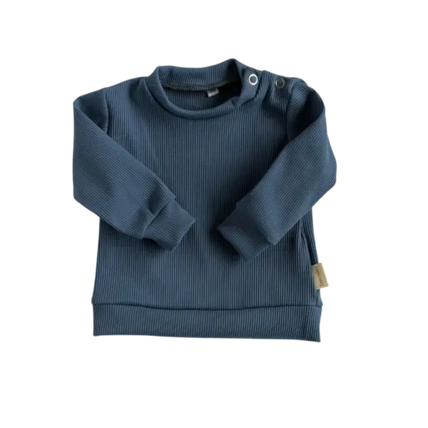 Blauw rib babyshirt met lange mouw van Twensies