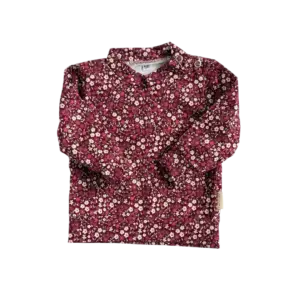 Babyshirt met lange mouw in bordeaux met kleine bloemen van Twensies
