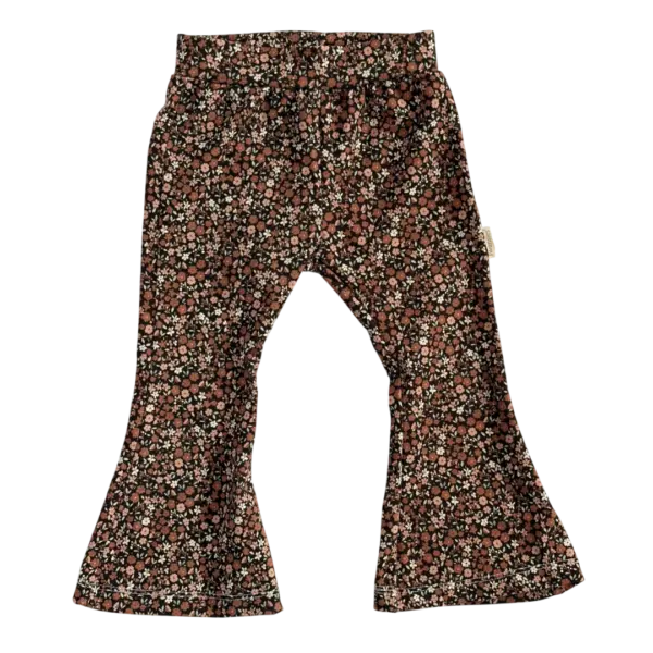 Flared broek voor kinderen met kleine bruine bloemen van Twensies