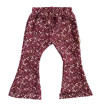Flared broek voor kinderen in bordeaux met kleine bloemen van Twensies