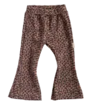 Flared broek voor kinderen met bruine panterprint van Twensies