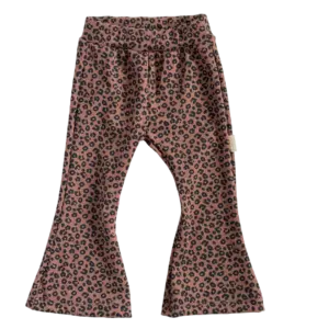 Flared broek voor kinderen met bruine panterprint van Twensies