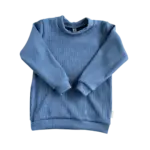 Blauw rib kindershirt met lange mouw van Twensies