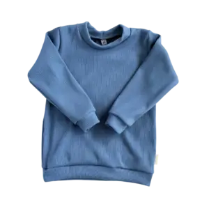Blauw rib kindershirt met lange mouw van Twensies