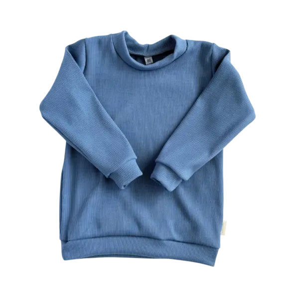 Blauw rib kindershirt met lange mouw van Twensies