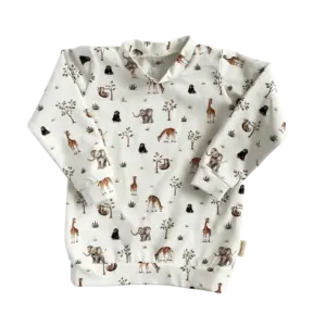 Kindershirt met lange mouw en safari dieren print van Twensies