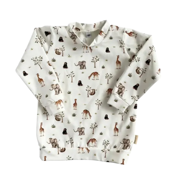Kindershirt met lange mouw en safari dieren print van Twensies
