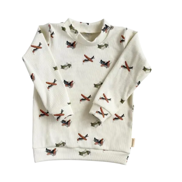 Kindershirt met lange mouw en vliegtuigjes print van Twensies