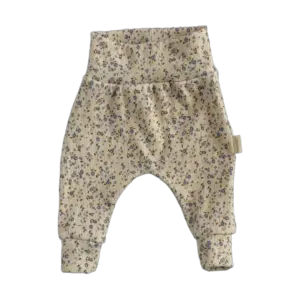 Naturel babybroekje met blauwe bloemetjes in ribstof van Twensies