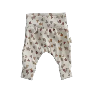 Babybroekje met hartjesprint in naturel ribstof van Twensies