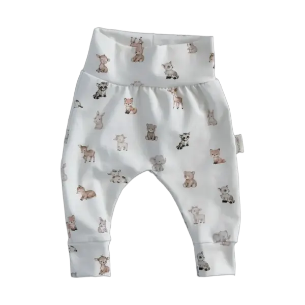 Babybroekje met pasgeboren dierenprint in naturel van Twensies