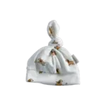 Naturel babymutsje met hondjesprint in ribstof en knoop van Twensies